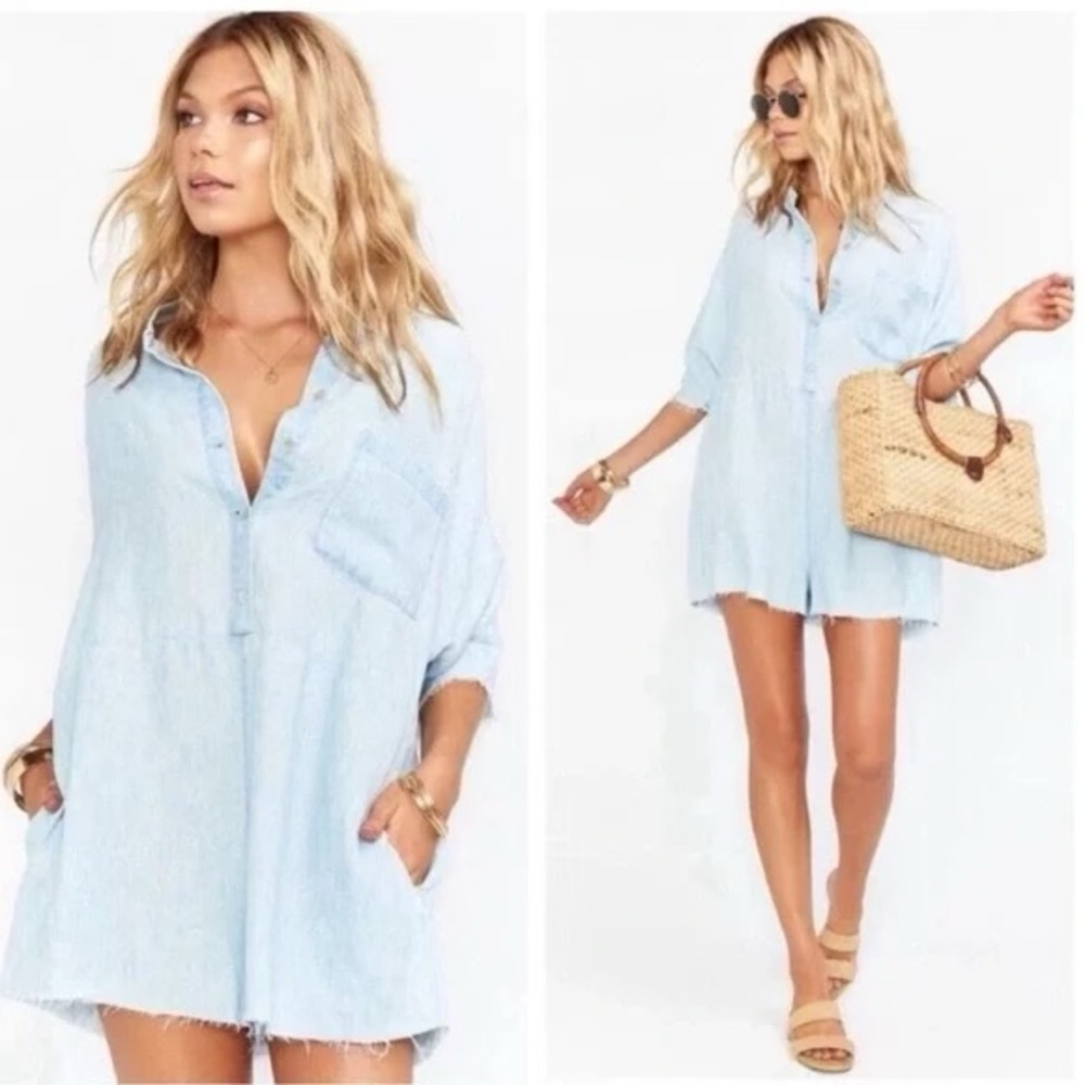 Show Me Your MuMu Horton Shore Romper – Light Blue – Size S